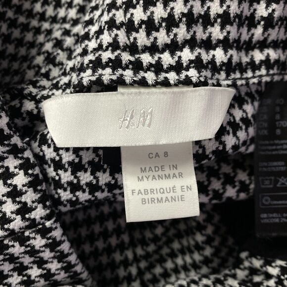 H&M Houndstooth High Waist Paperbag Belted Ankle Pant Women's Size 8 - Picture 3 of 8